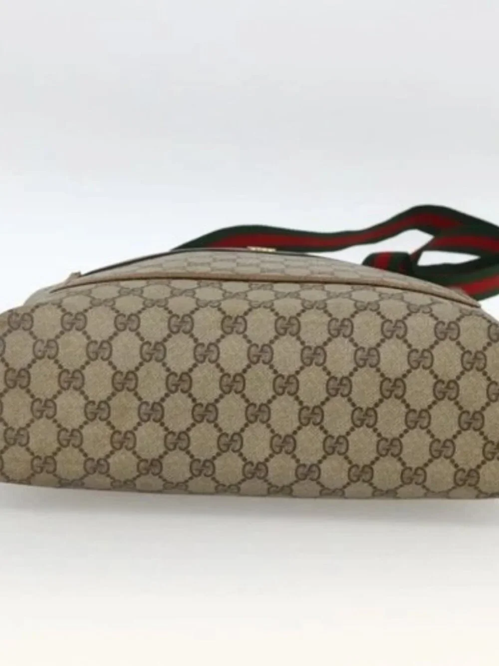 GUCCI GG Supreme Web Sherry Line Tote Bag PVC Beige Red 39 02 0031 Auth BA11570